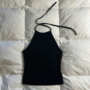 Garage Black Sequin Halter Top